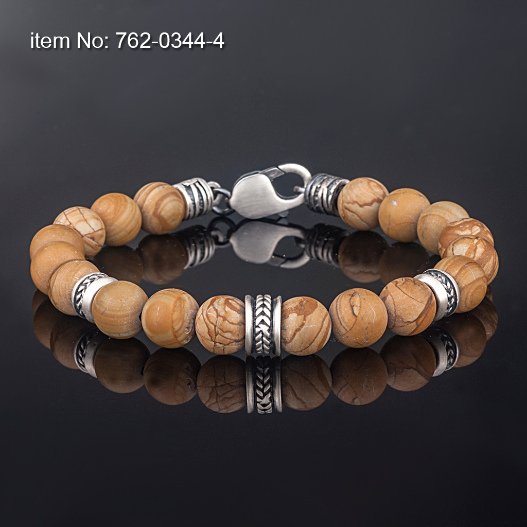 Sterling Silver motif with jasper beads Bracelet