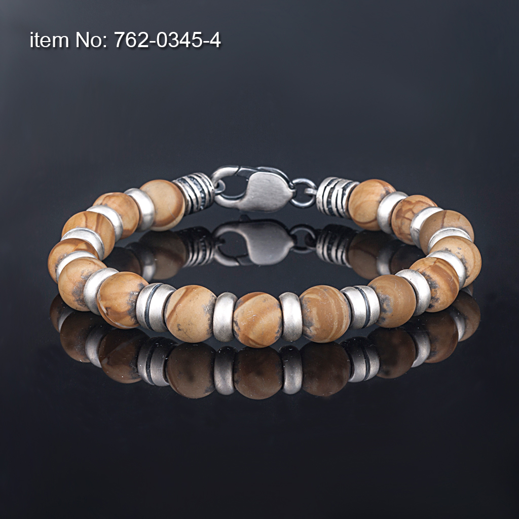 Sterling Silver motif with jasper beads Bracelet